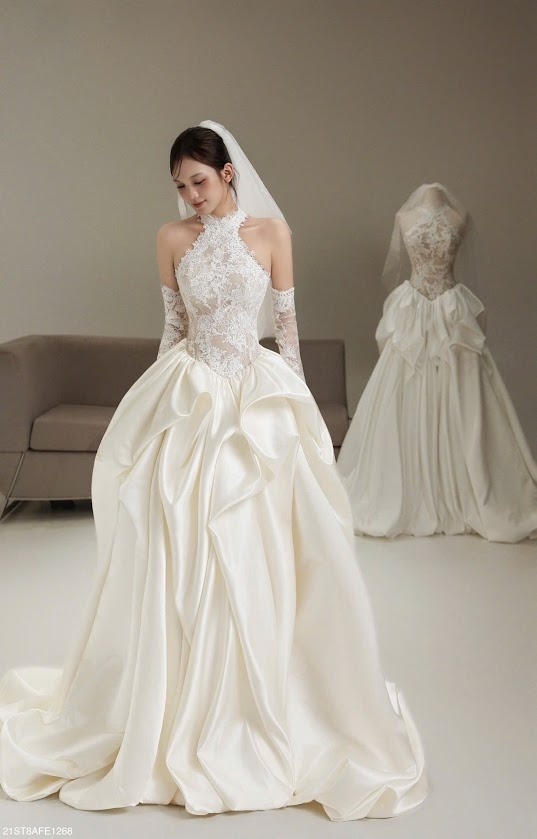 váy cưới cô dâu cổ yếm váy cưới cô dâu cổ yếm