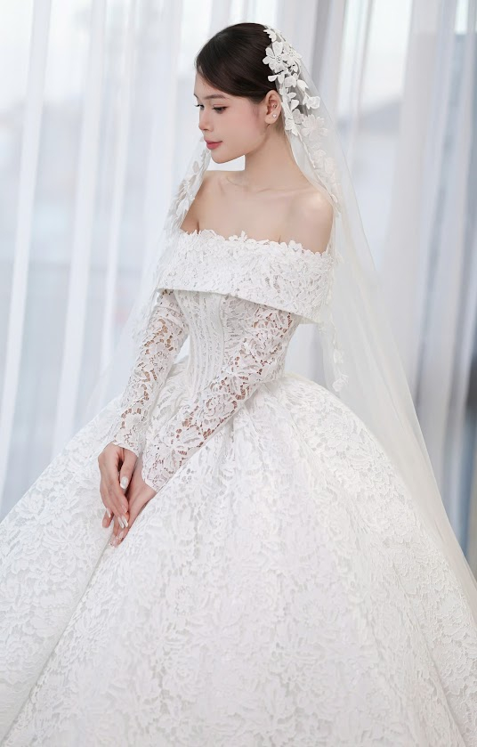 váy cưới trễ vai đơn giản váy cưới trễ vai đơn giản